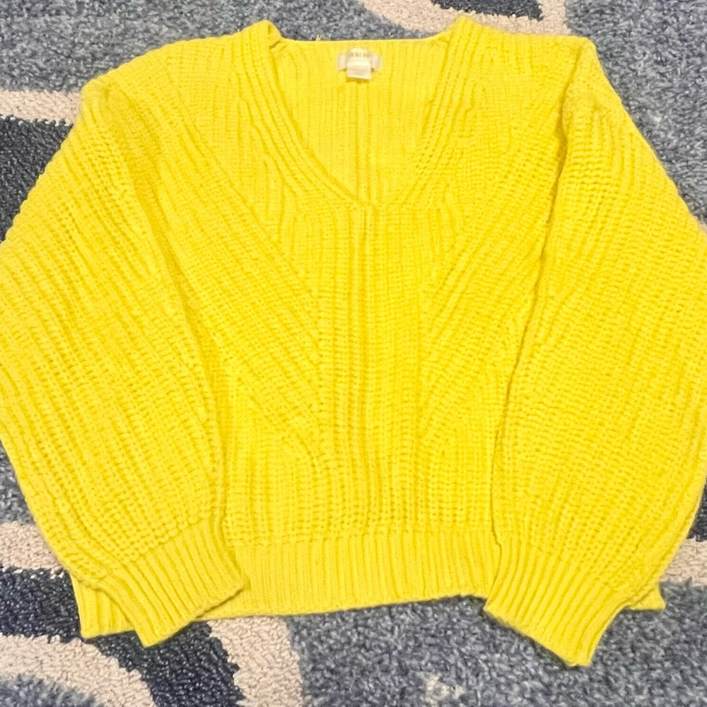 NWT Anthropologie Maeve Bright Yellow V-Neck Sweater
